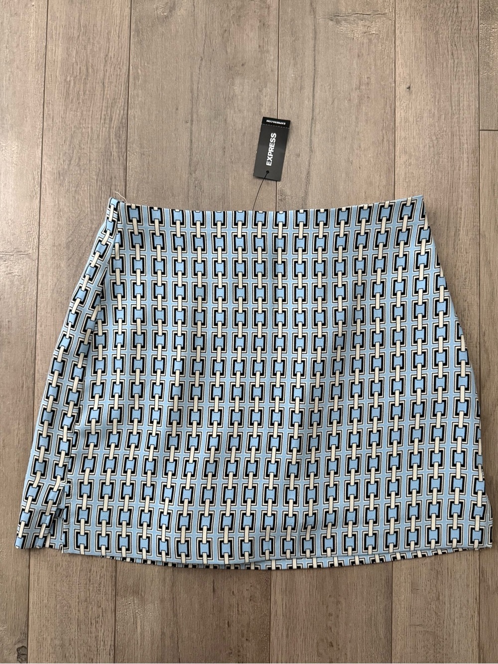 Express Light Blue Geometric Mini Skirt NWT
